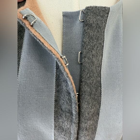 Ports 1961 Wool Cashmere Blend Tie Waist Trench Coat Grey Size 6 - Picture 6 of 14